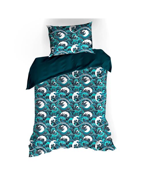 Parure housse de couette Beaufort bleu/blanc