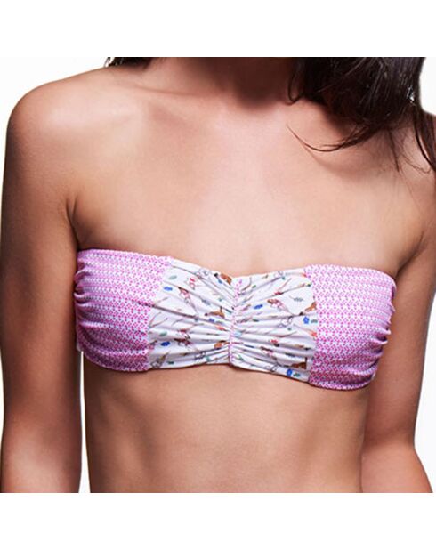 Riva Chance Bandeau-Bikinioberteil in Weiß/Rosa