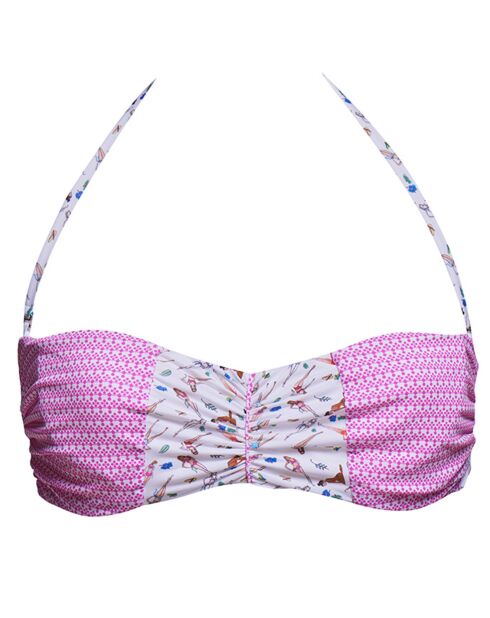 Haut de Maillot Bandeau Riva Chance blanc/rose