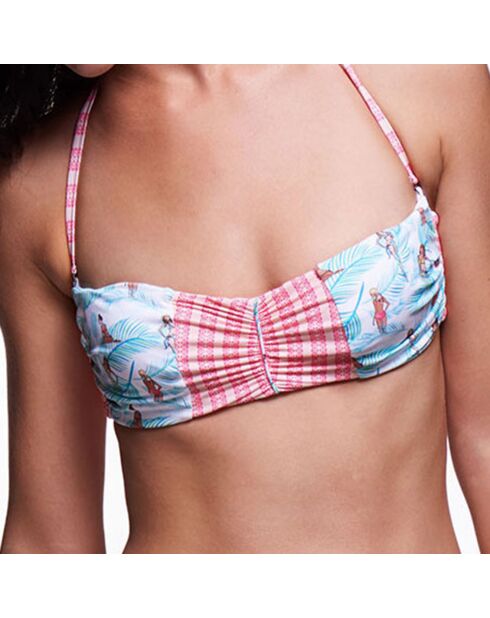 Haut de Maillot Bandeau Riva Gardenia blanc/rose/vert