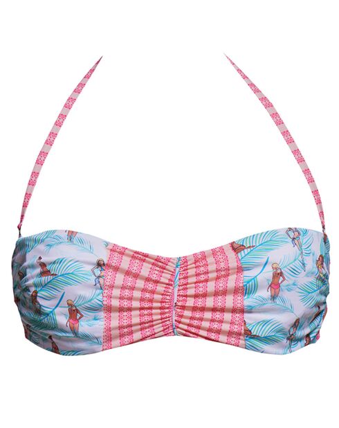 Haut de Maillot Bandeau Riva Gardenia blanc/rose/vert