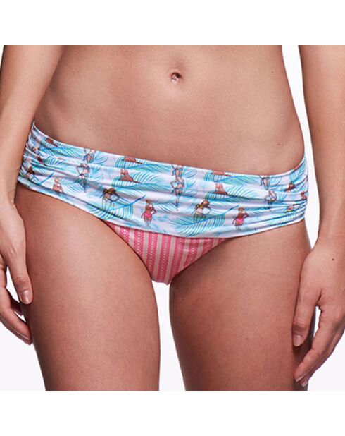 Tula Gardenia wit/roze/groen bikinibroekje met hoge taille
