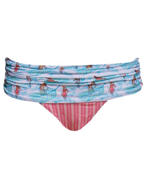 Tula Gardenia wit/roze/groen bikinibroekje met hoge taille
