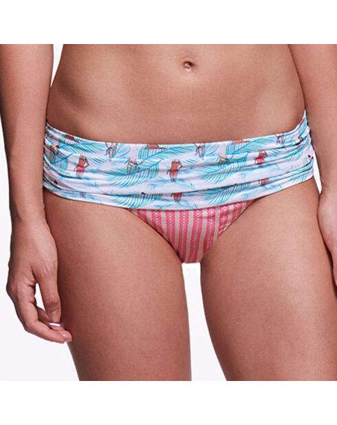 Tula Gardenia wit/roze/groen bikinibroekje met hoge taille