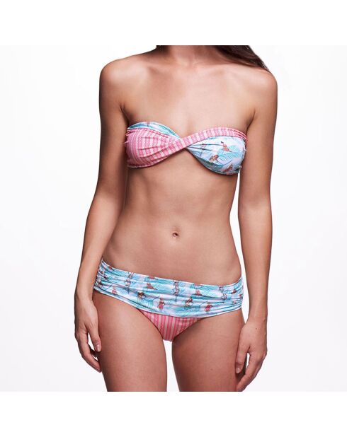 Tula Gardenia wit/roze/groen bikinibroekje met hoge taille
