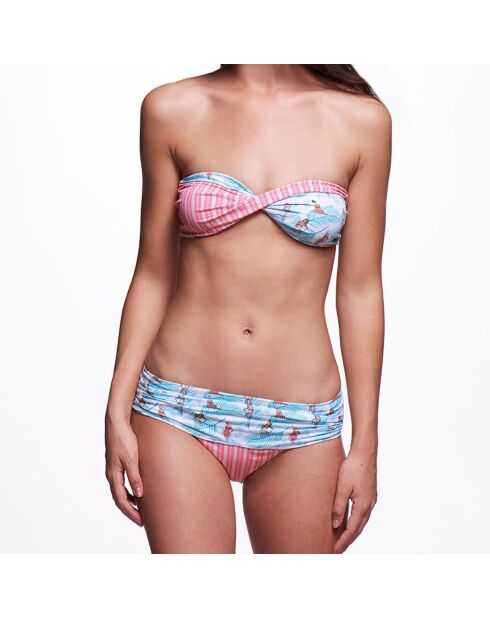 Bas de Maillot taille haute Tula Gardenia blanc/rose/vert