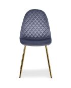 4 gesteppte Stühle aus norwegischem Samt, 44 x 56,5 x 87,5 cm, silberfarben