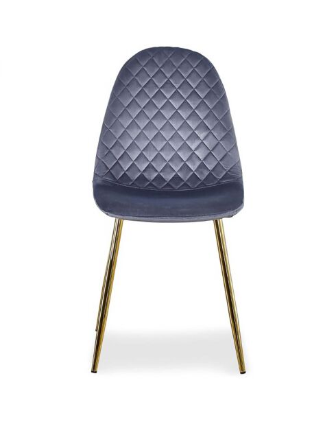 4 Noorse zilveren fluwelen gewatteerde stoelen - 44x56,5x87,5 cm