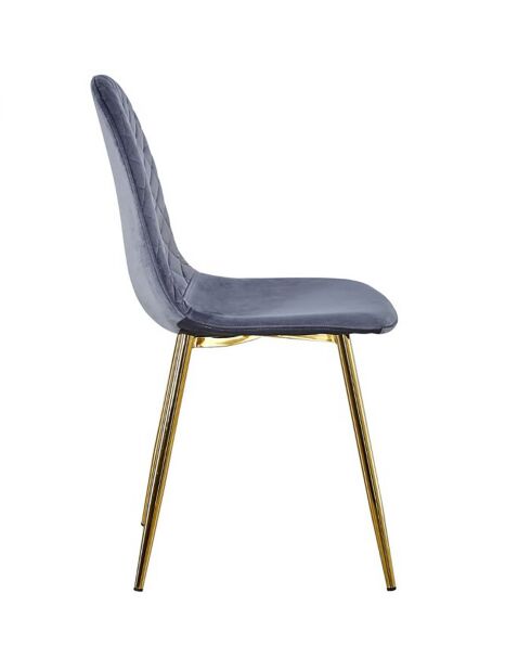 4 Noorse zilveren fluwelen gewatteerde stoelen - 44x56,5x87,5 cm