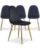 4 Chaises matelassées Norway velours noires - 44x56.5x87.5 cm