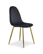 4 Chaises matelassées Norway velours noires - 44x56.5x87.5 cm