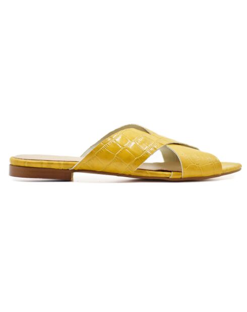 Mules en Cuir végétal Flora jaunes