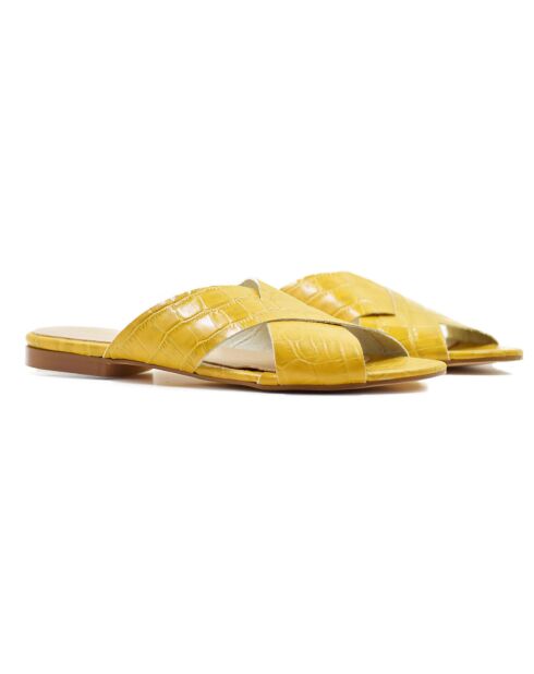 Mules en Cuir végétal Flora jaunes
