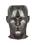 Vase en résine tête d'homme à facettes anthracite - 39x37x29 cm