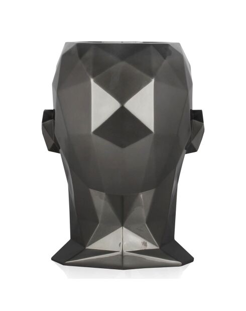 Vase en résine tête d'homme à facettes anthracite - 39x37x29 cm