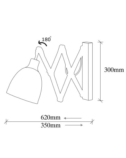 Lámpara de pared negra y vintage Sivani, 15 x (35 - 62) cm