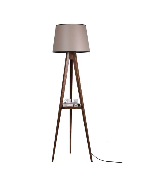 Sehbali notenhouten vloerlamp - D.45x160 cm