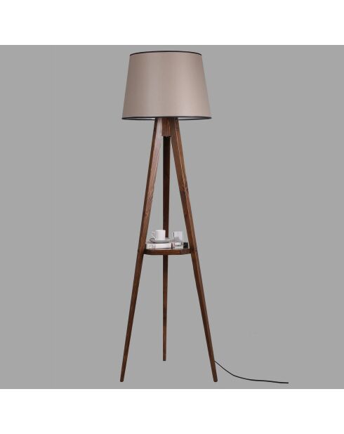 Sehbali notenhouten vloerlamp - D.45x160 cm