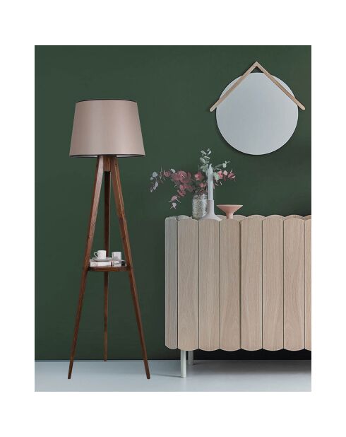 Sehbali notenhouten vloerlamp - D.45x160 cm