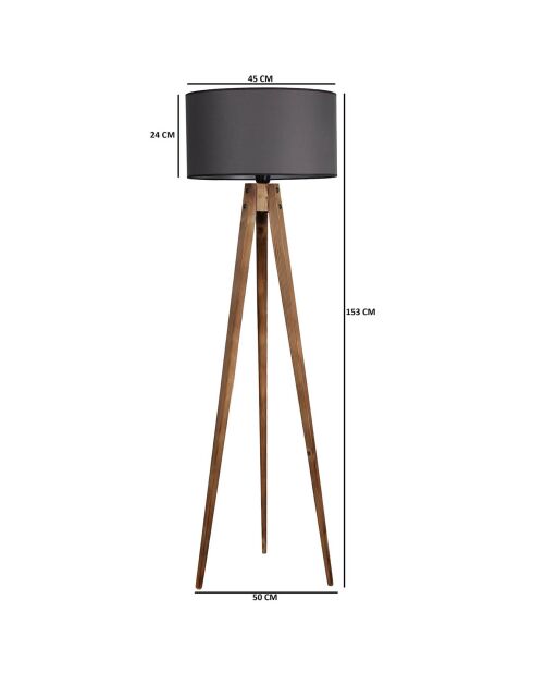 Lampadaire Tripod brun/gris - D.45x153 cm