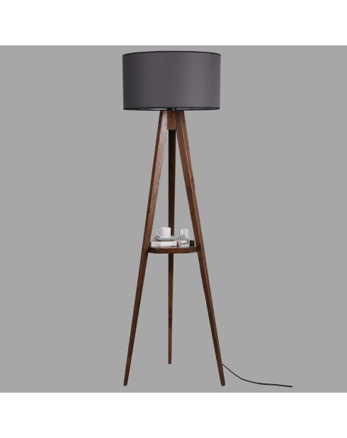 Lampadaire Sehbali noyer/gris - D.45x153 cm