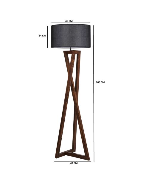 Lampadaire Macka noir/noyer - D.45x166 cm