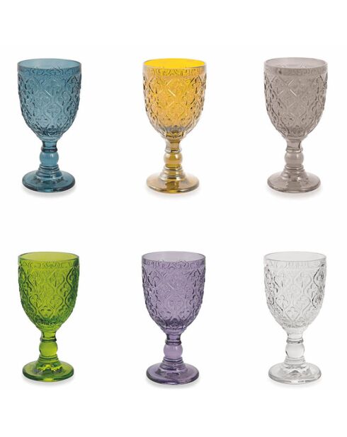 6 Verres Marrakech multicolores - 28 cl