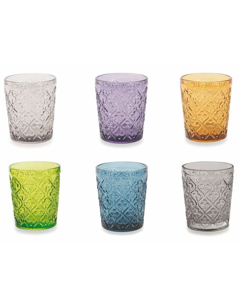 6 mehrfarbige Marrakesch-Wassergläser - 24 cl