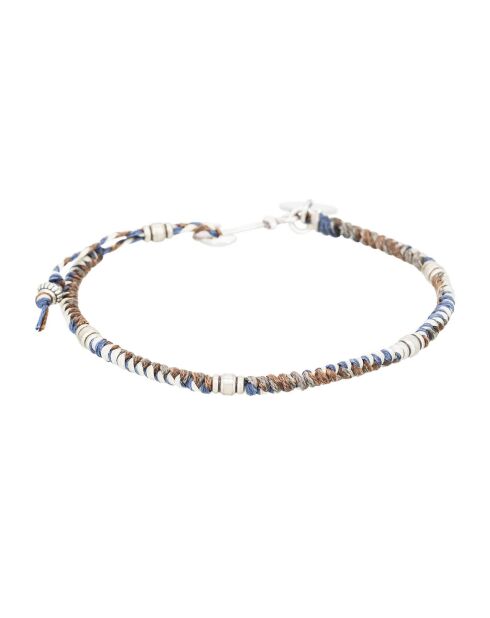 Pulsera de acero encerado marrón y cordón marrón
