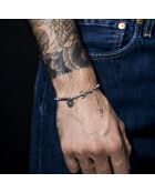 Pulsera de acero encerado marrón y cordón marrón