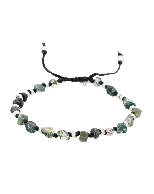 Armband van aquatisch staal en groene agaat