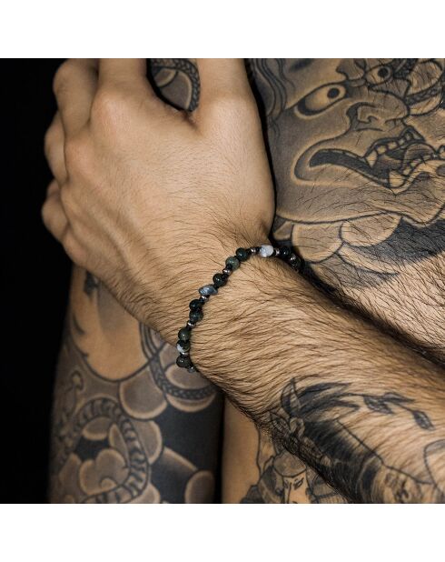 Armband van aquatisch staal en groene agaat