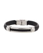 Zuri Armband aus Edelstahl und dunkelbraunem Leder