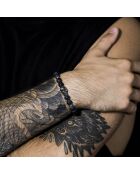 Brazalete Dark Side de acero y perlas negras