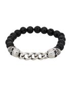 Dark Shadows Armband aus Stahl und schwarzen Lavasteinen