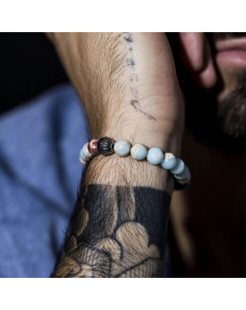 Armband aus Stahl und mehrfarbigem Agalmatolith