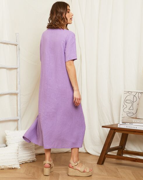 Robe 100% Lin Jade lilas
