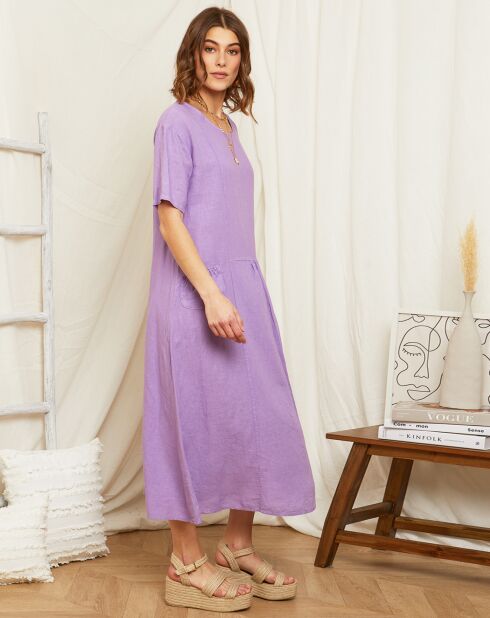 Robe 100% Lin Jade lilas