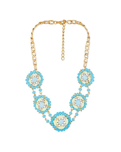 Collier Blossoma doré/turquoise