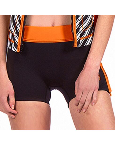 Bas de Maillot short en Néoprène orange/noir/argenté
