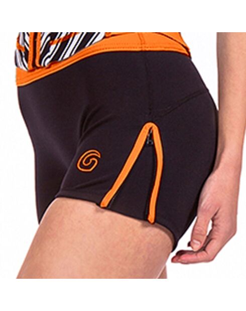 Bas de Maillot short en Néoprène orange/noir/argenté