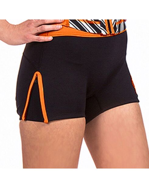 Bas de Maillot short en Néoprène orange/noir/argenté