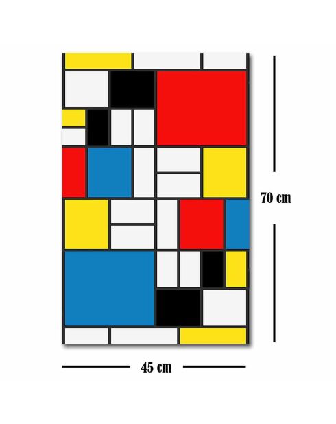 Tableau reproduction Piet Mondrian multicolore - 45x70 cm