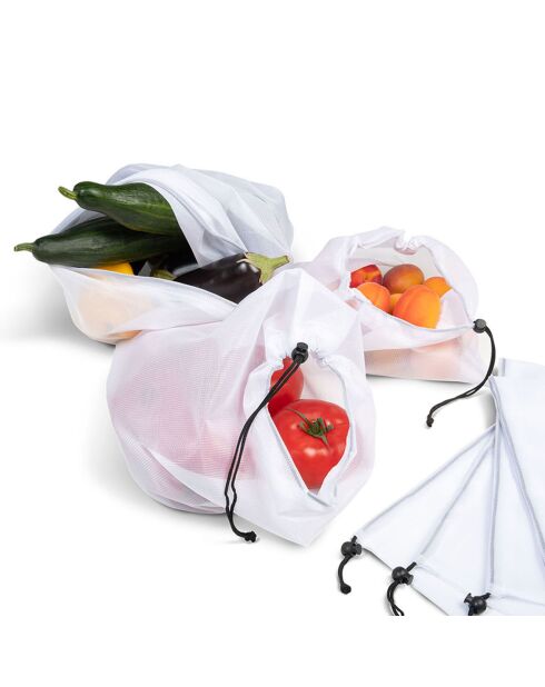 10 Sacs fruits et légumes réutilisables noir/blanc