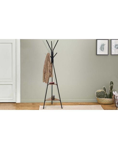 Porte-manteau Elize noir/bois - 38x180 cm