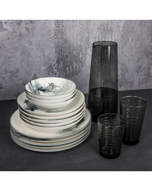 Set de vajilla de porcelana multicolor - 24 piezas