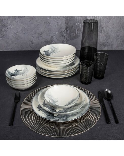 Service de table en Porcelaine multicolore - 24 pièces