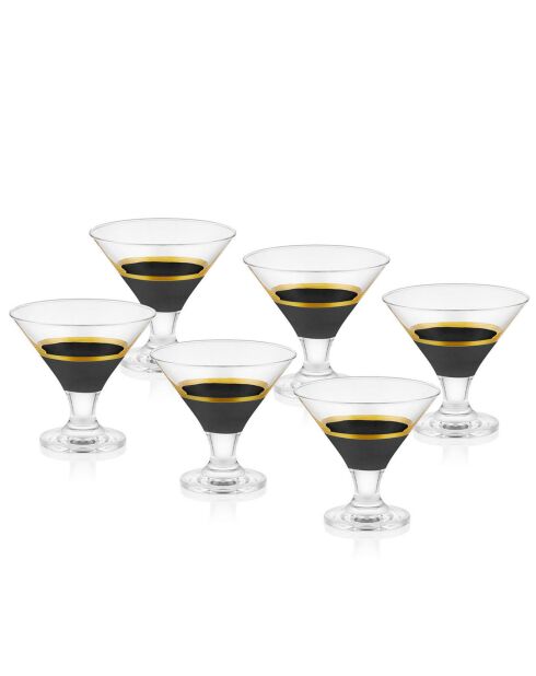 6 Coupes à glace noir/doré - D.9xH.8 cm