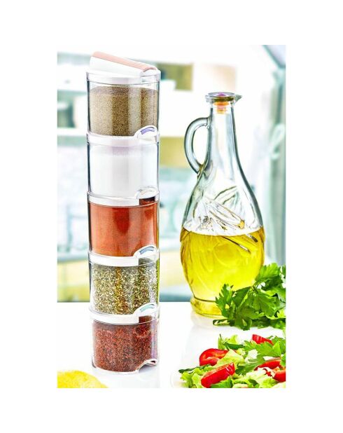 5 weiße Gewürzdosen - 12x5 cm