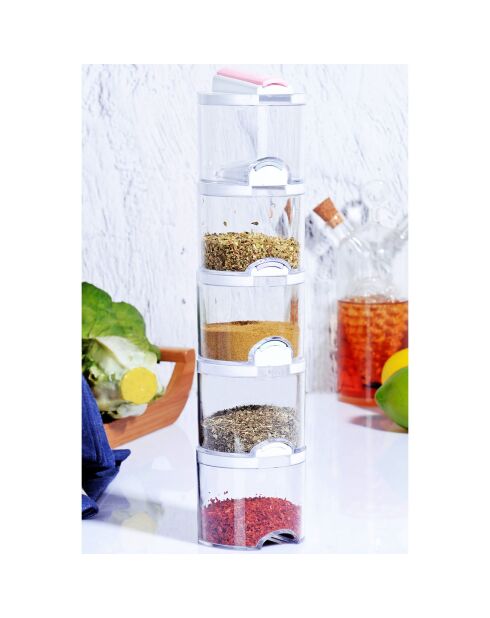 5 weiße Gewürzdosen - 12x5 cm